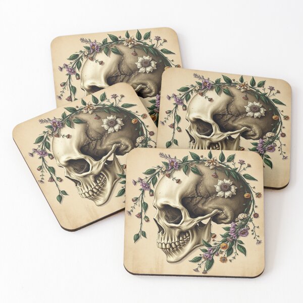 Item preview, Vintage Skull With Floral Crown Illustration designed and sold by IntelliMindDesigns.