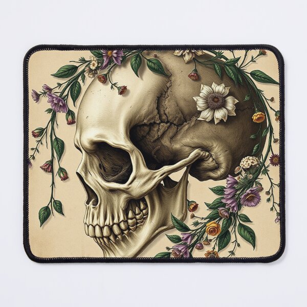 Item preview, Vintage Skull With Floral Crown Illustration designed and sold by IntelliMindDesigns.