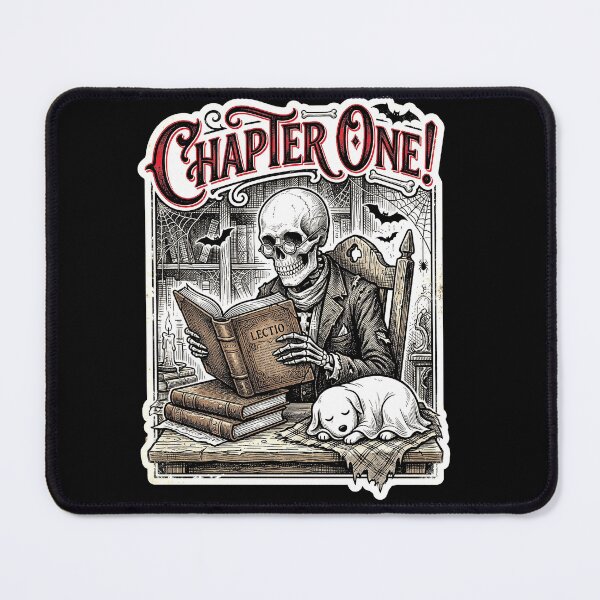 Item preview, Chapter One Gothic Skeleton Reader Vintage Dark Academia Book Lover designed and sold by ArcaneArtistry.