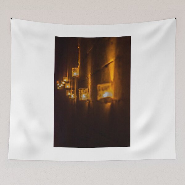 Item preview, Warm Night Lanterns Glow Along Rustic Wall, Creating Cozy Street Lighting Ambiance With Soft Glows designed and sold by Nmallia.