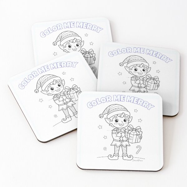 Item preview, Color Me Merry Christmas Elf - DIY Holiday Coloring Page Design designed and sold by SmartPuns.