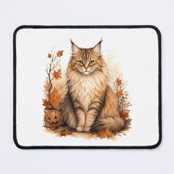 Item preview, Norwegian Forest Cat in an Autumn Woodland | Fall Cat designed and sold by PAPIRO SIGLO XXI.