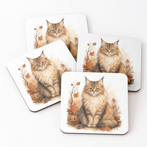 Item preview, Norwegian Forest Cat in an Autumn Woodland | Fall Cat designed and sold by PAPIRO SIGLO XXI.