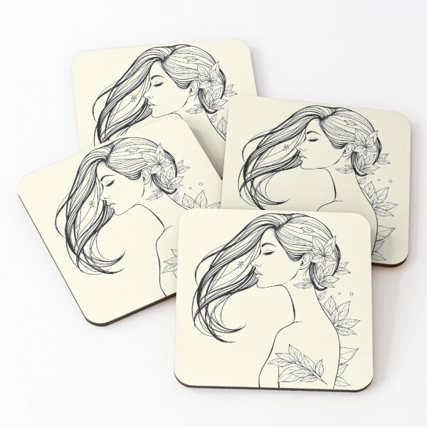 Item preview, Botanical Woman Line Art With Flowing Hair designed and sold by IntelliMindDesigns.