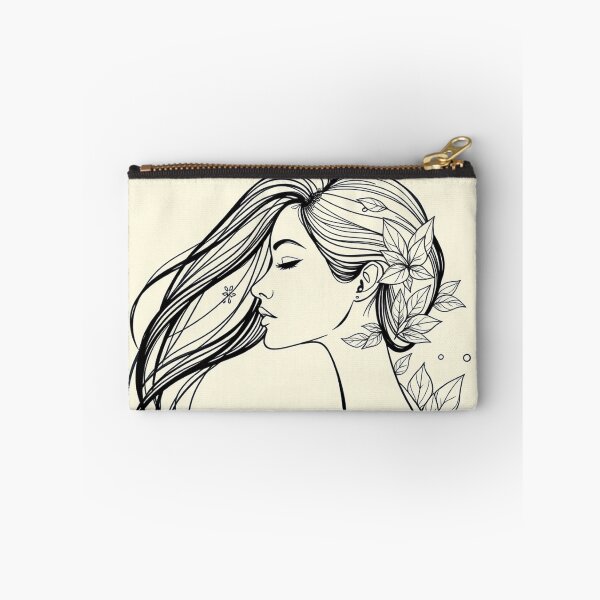 Item preview, Botanical Woman Line Art With Flowing Hair designed and sold by IntelliMindDesigns.
