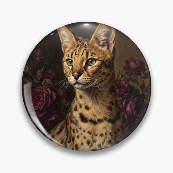 Item preview, Noble Serval Cat Vintage Oil Portrait designed and sold by Real Beast Art.