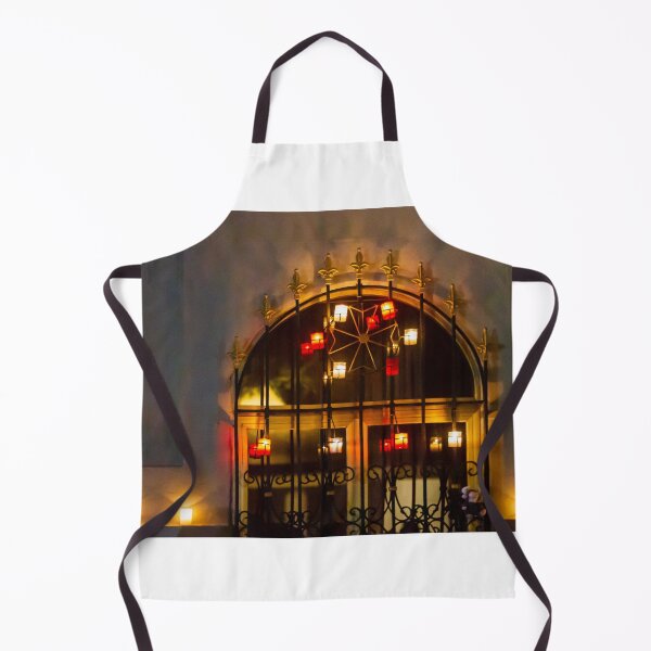Item preview, Nighttime Entry Featuring Wrought-Iron Gate And Lanterns Illuminating Courtyard Door With Warm Glow designed and sold by Nmallia.