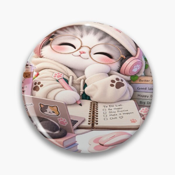 Item preview, Cozy Cat Good Vibes | Cute Kawaii Study Cat designed and sold by HACHI-SHOP.
