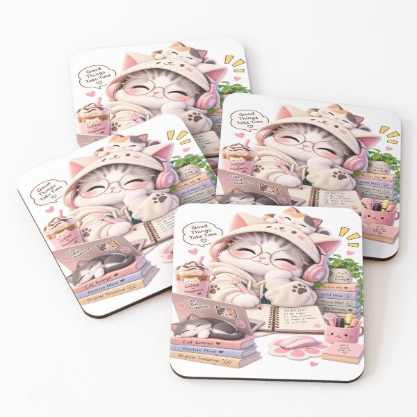 Item preview, Cozy Cat Good Vibes | Cute Kawaii Study Cat designed and sold by HACHI-SHOP.