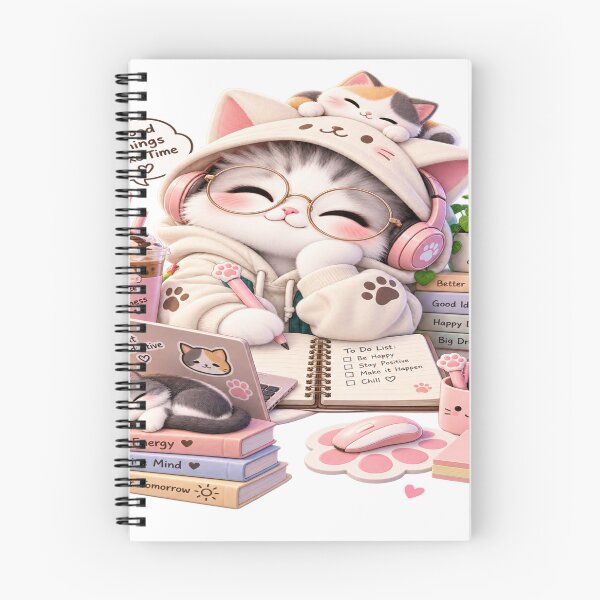 Item preview, Cozy Cat Good Vibes | Cute Kawaii Study Cat designed and sold by HACHI-SHOP.