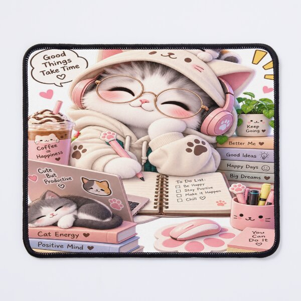 Item preview, Cozy Cat Good Vibes | Cute Kawaii Study Cat designed and sold by HACHI-SHOP.