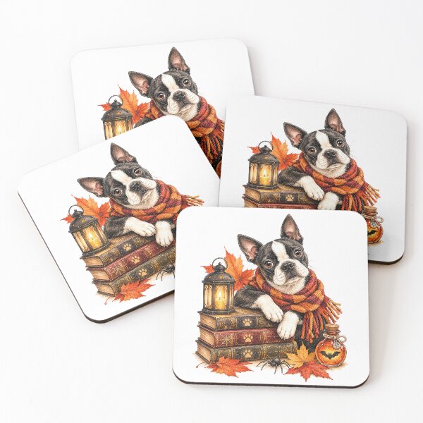 Item preview, Boston Terrier and Spooky Books | Cozy Halloween Dog designed and sold by PAPIRO SIGLO XXI.