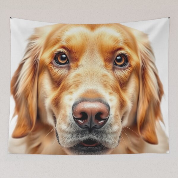 Item preview, Realistic Cute Golden Retriever Dog Portrait Art designed and sold by IntelliMindDesigns.