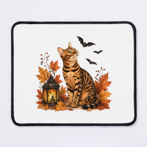 Item preview, Bengal Cat Watching Bats | Halloween Cat designed and sold by PAPIRO SIGLO XXI.