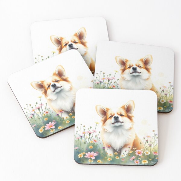 Item preview, Cute Corgi Sitting In Wildflower Field designed and sold by IntelliMindDesigns.