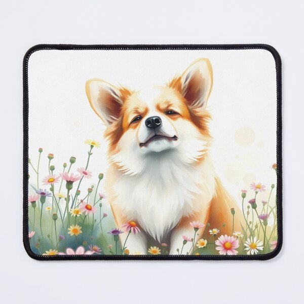 Item preview, Cute Corgi Sitting In Wildflower Field designed and sold by IntelliMindDesigns.