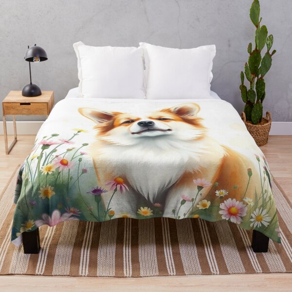 Item preview, Cute Corgi Sitting In Wildflower Field designed and sold by IntelliMindDesigns.