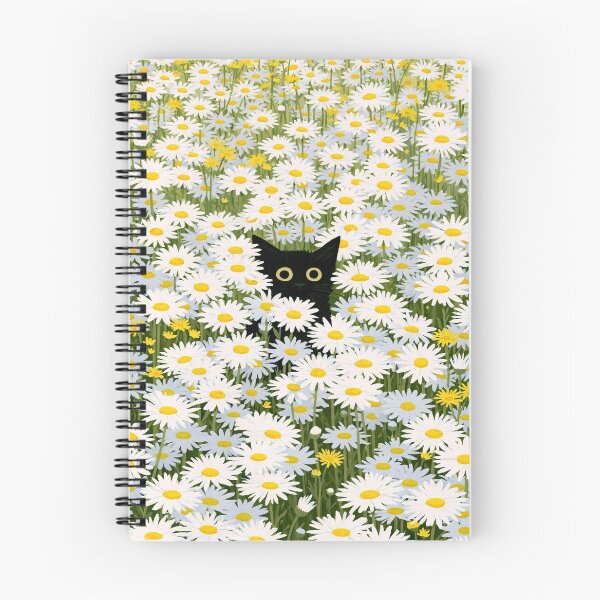 Item preview, Black Cat in Daisy Meadow designed and sold by CyrelleLana.