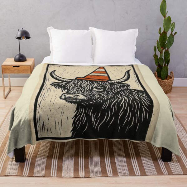 Item preview, Scottish Highland Cow Scotland Original Custom Vintage Poster Wall Art Design Pillow Gift designed and sold by Cool Robot Bro..