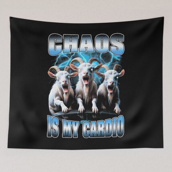 Item preview, Chaos Is My Cardio Funny Zombie Goats Vintage Rap designed and sold by aynorsadier.