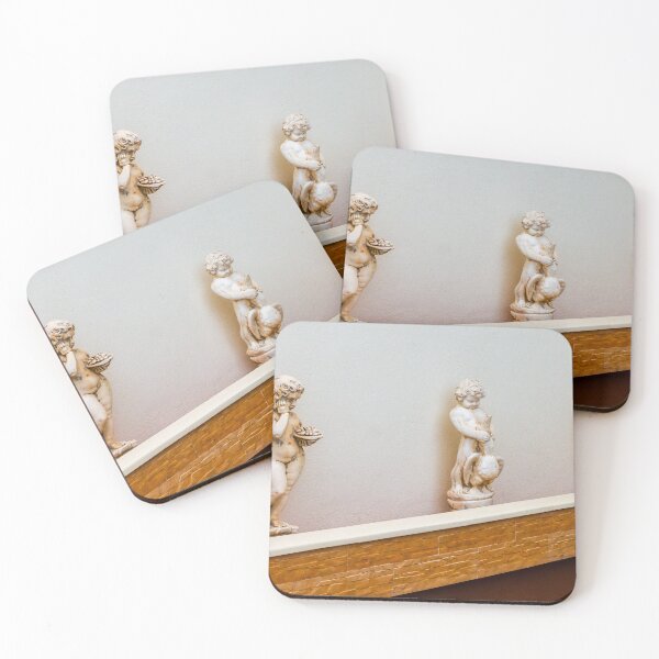Item preview, Three Stone Cherub Statues Aligned Along White Wall as Decorative Indoor Sculpture Display designed and sold by Nmallia.