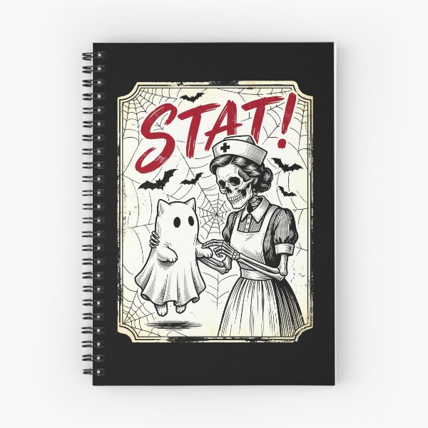 Item preview, Vintage Halloween Nurse Skeleton STAT Ghost Spooky Medical Horror Design designed and sold by ArcaneArtistry.