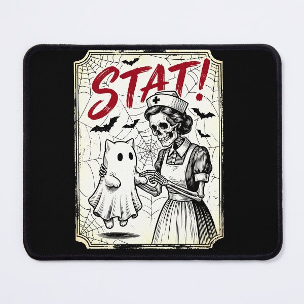 Item preview, Vintage Halloween Nurse Skeleton STAT Ghost Spooky Medical Horror Design designed and sold by ArcaneArtistry.