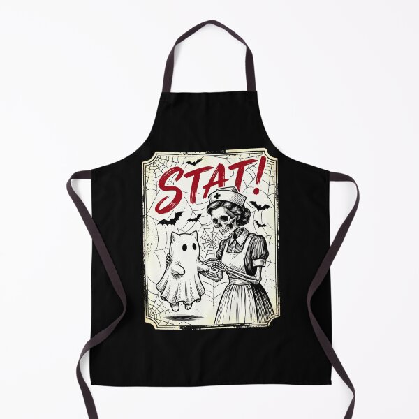 Item preview, Vintage Halloween Nurse Skeleton STAT Ghost Spooky Medical Horror Design designed and sold by ArcaneArtistry.