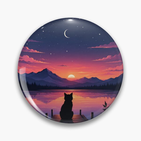 Item preview, Cat Watching the Sunset over a Calm Lake designed and sold by Ak-art-shop.