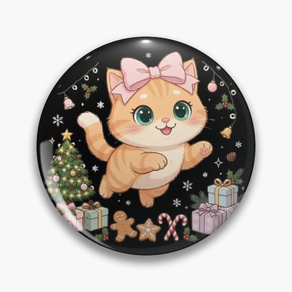 Item preview, Cute Pink Bow Christmas Ginger Cat Dance designed and sold by Moody Vibes Studio.
