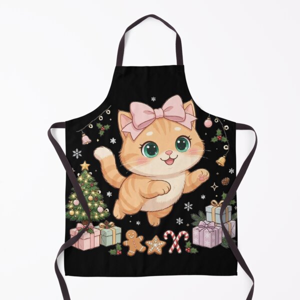 Item preview, Cute Pink Bow Christmas Ginger Cat Dance designed and sold by Moody Vibes Studio.