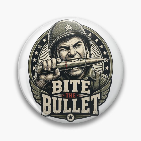 Item preview, Bite The Bullet Vintage Military Soldier Tough Attitude Graphic Tee Design designed and sold by Nubian Style.