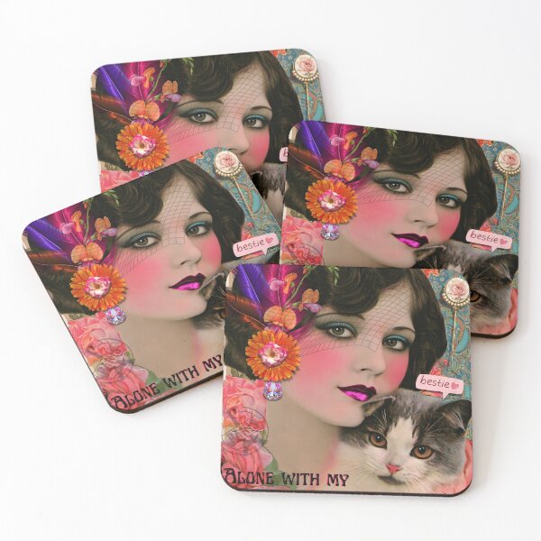 Item preview, "Alone With My Cat", Vintage 20's Lady designed and sold by AsheDinaArt.