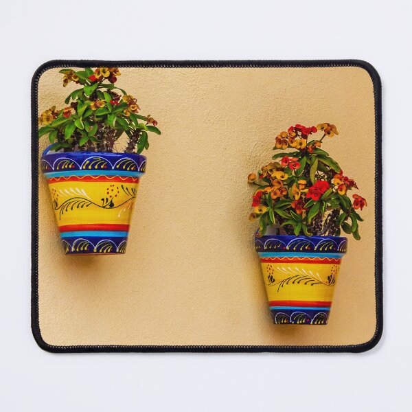 Item preview, Colorful Ceramic Wall Planter With Blooming Flowers Mounted On Warm Peach Wall For Fresh Outdoor Decor designed and sold by Nmallia.