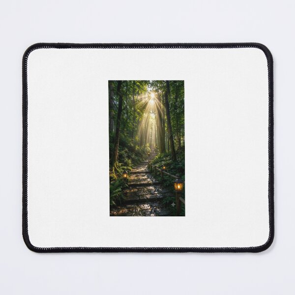 Item preview, Sunlit Stone Pathway in a Dense Forest designed and sold by Ak-art-shop.
