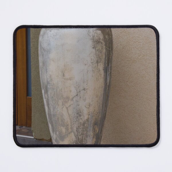 Item preview, Weathered Large Ceramic Vase on Stone Pedestal by Exterior Wall for Outdoor Decor designed and sold by Nmallia.