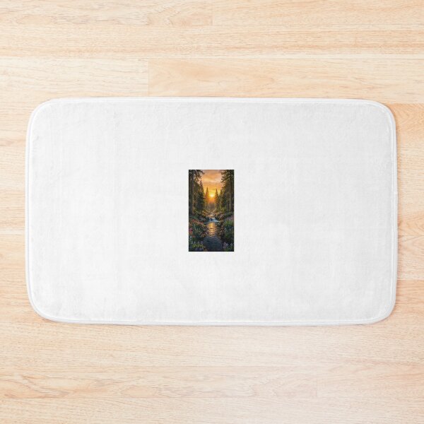 Item preview, Golden Forest Stream at Sunset with Wildflowers designed and sold by Ak-art-shop.