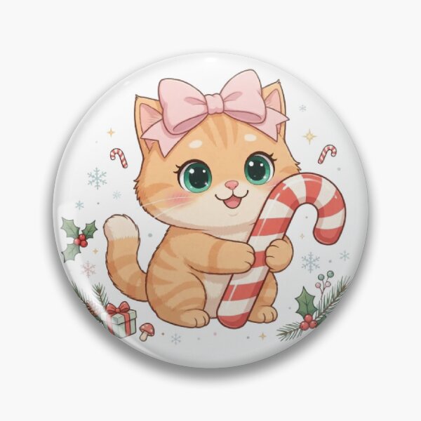 Item preview, Cute Candy Cane Christmas Ginger Cat designed and sold by Moody Vibes Studio.