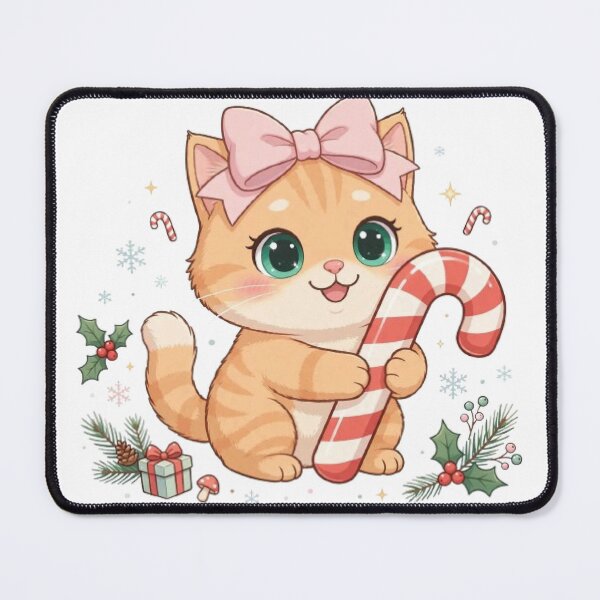 Item preview, Cute Candy Cane Christmas Ginger Cat designed and sold by Moody Vibes Studio.