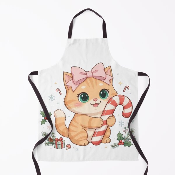 Item preview, Cute Candy Cane Christmas Ginger Cat designed and sold by Luna's World - Moody Vibes Studio.