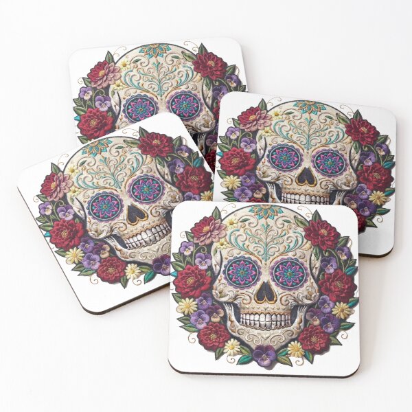 Item preview, Embroidered sugar skull  designed and sold by Anne Londez Studio.