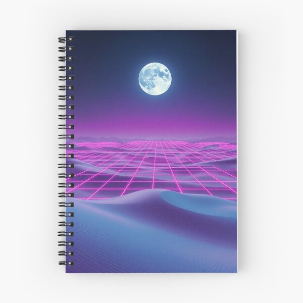 Item preview, Dark Vaporwave Moon And Neon Grid designed and sold by IntelliMindDesigns.