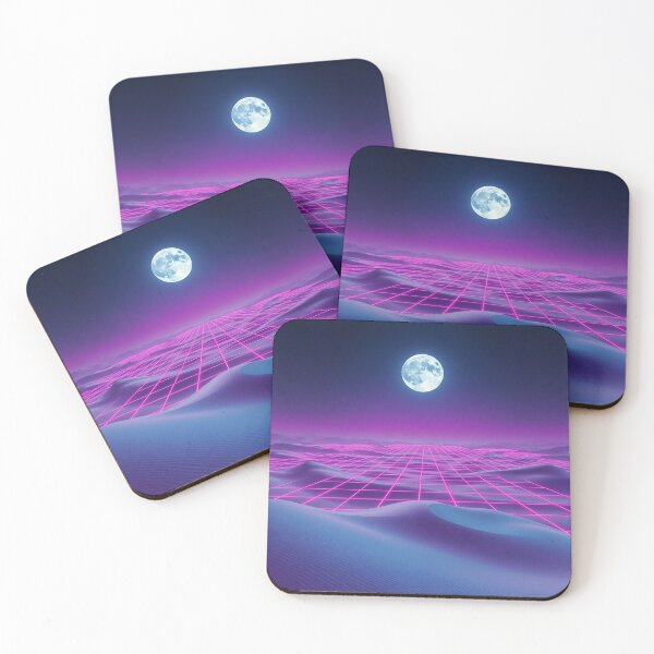 Item preview, Dark Vaporwave Moon And Neon Grid designed and sold by IntelliMindDesigns.