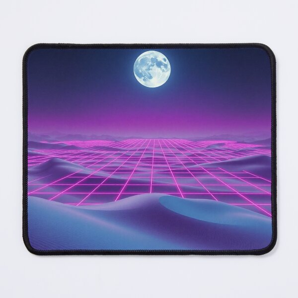Item preview, Dark Vaporwave Moon And Neon Grid designed and sold by IntelliMindDesigns.