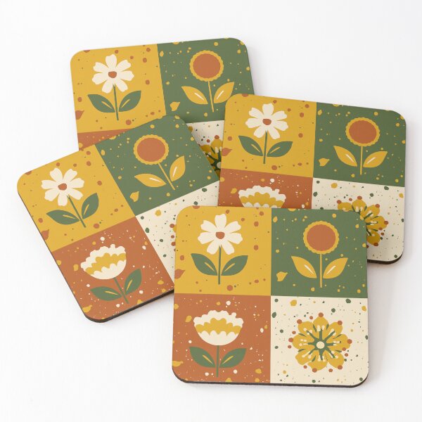 Item preview, Retro 70s Botanical Floral Grid - Terrazzo Earth Tone Pattern designed and sold by UniqueDesign751.