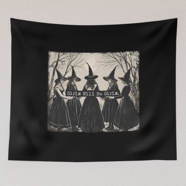 Item preview, Girls Will Be Girls Vintage Witch Halloween Gothic Feminine Design designed and sold by Suzyshackfelt.