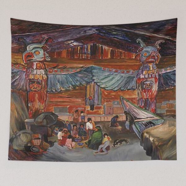 Item preview, Interior de una casa india con tótems designed and sold by SharonTheFirst.