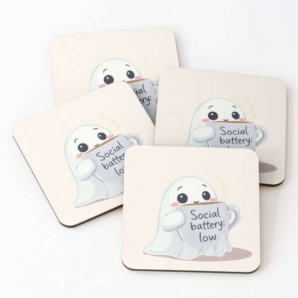 Item preview, Cute Ghost Social Battery Low Introvert Humor designed and sold by IntelliMindDesigns.