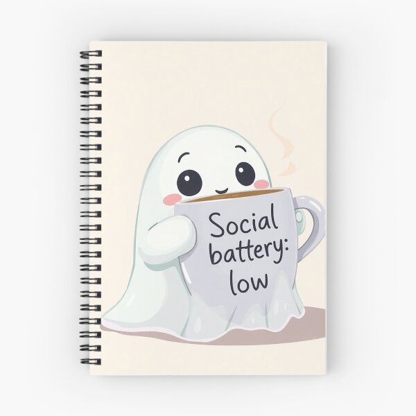 Item preview, Cute Ghost Social Battery Low Introvert Humor designed and sold by IntelliMindDesigns.