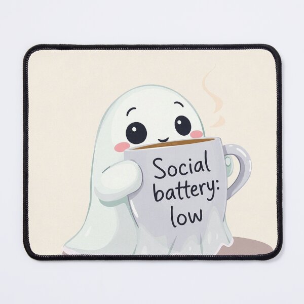Item preview, Cute Ghost Social Battery Low Introvert Humor designed and sold by IntelliMindDesigns.